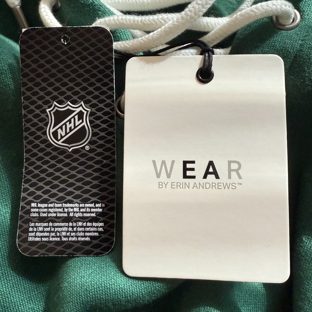 NEW! Erin Andrews Minnesota Wild Hoodie Womens XXL Green Lace-Up Short Pullover - Picture 5 of 10